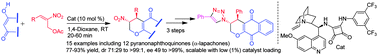Graphical abstract: Chiral squaramide-catalyzed asymmetric synthesis of pyranones and pyranonaphthoquinones via cascade reactions of 1,3-dicarbonyls with Morita–Baylis–Hillman acetates of nitroalkenes