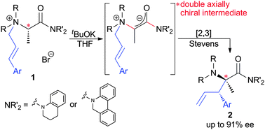 Graphical abstract: Double axial chirality promoted asymmetric [2,3] Stevens rearrangement of N-cinnamyl l-alanine amide-derived ammonium ylides