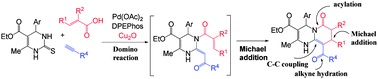 Graphical abstract: A domino desulfurative coupling–acylation–hydration–Michael addition process for the synthesis of polysubstituted tetrahydro-4H-pyrido[1,2-a]pyrimidines