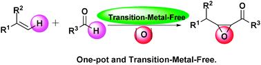 Graphical abstract: A transition-metal-free, one-pot procedure for the synthesis of α,β-epoxy ketones by oxidative coupling of alkenes and aldehydes via base catalysis
