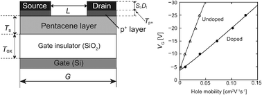 Graphical abstract: Experimental and numerical investigation of contact-area-limited doping for top-contact pentacene thin-film transistors with Schottky contact