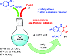 Graphical abstract: On water: catalyst-free chemoselective synthesis of highly functionalized tetrahydroquinazolines from 2-aminophenylacrylate