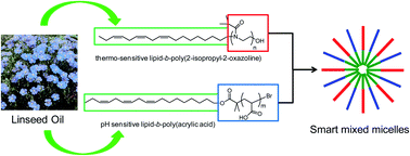 Graphical abstract: Synthesis of lipid-b-poly(2-isopropyl-2-oxazoline) and successive study of pH- and thermo-sensitive mixed micelles by combination with lipid-b-poly(acrylic acid)