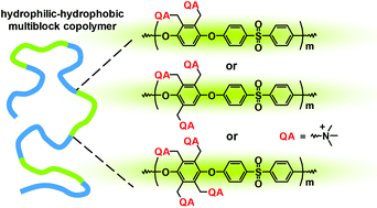 Graphical abstract: Anion conducting multiblock poly(arylene ether sulfone)s containing hydrophilic segments densely functionalized with quaternary ammonium groups