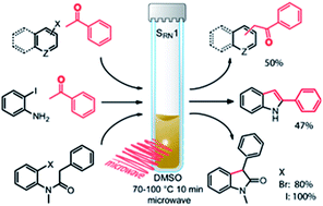 Graphical abstract: An expedient route to heterocycles through α-arylation of ketones and arylamides by microwave induced thermal SRN1 reactions