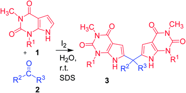 Graphical abstract: A mild process of carbon–carbon bond formation in aqueous medium: synthesis of bis(pyrrolo[2,3-d]pyrimidinyl)methanes, a novel class of compounds