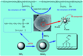 Graphical abstract: Enhanced catalytic properties of rhodium nanoparticles deposited on chemically modified SiO2 for hydrogenation of nitrile butadiene rubber