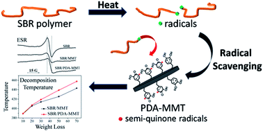 Graphical abstract: Bio-inspired polydopamine-coated clay and its thermo-oxidative stabilization mechanism for styrene butadiene rubber