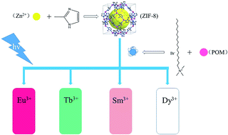 Graphical abstract: Multicomponent hybrids of surfactant-capped lanthanide polyoxometalates and ZIF-8 with tuneable luminescence