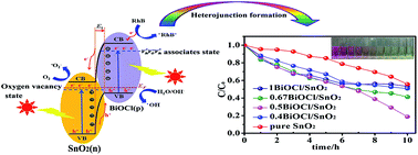 Graphical abstract: Enhanced visible light photocatalytic activity in BiOCl/SnO2: heterojunction of two wide band-gap semiconductors