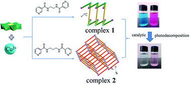 Graphical abstract: Two novel Anderson-type polyoxometalate-based metal–organic complexes with high-efficiency photocatalysis towards degradation of organic dyes under UV and visible light irradiation