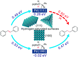 Graphical abstract: Origin of the facet dependence in the hydrogenation catalysis of olefins: experiment and theory