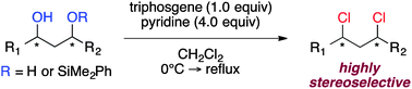 Graphical abstract: Triphosgene–pyridine mediated stereoselective chlorination of acyclic aliphatic 1,3-diols