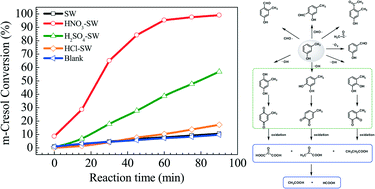 Graphical abstract: Catalytic wet air oxidation of m-cresol over a surface-modified sewage sludge-derived carbonaceous catalyst