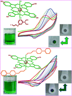 Graphical abstract: Electropolymerizable peripherally tetra-{2-[3-(diethylamino)phenoxy]ethoxy} substituted as well as axially (4-phenylpiperazin-1-yl)propanoxy-disubstituted silicon phthalocyanines and their electrochemistry