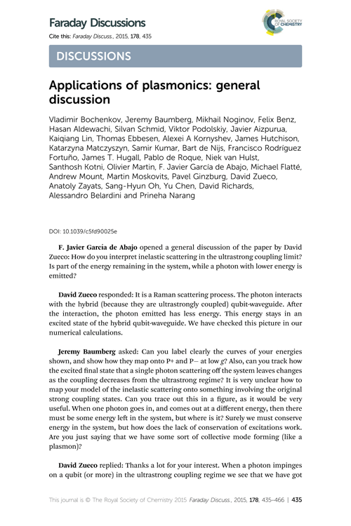 Applications of plasmonics: general discussion