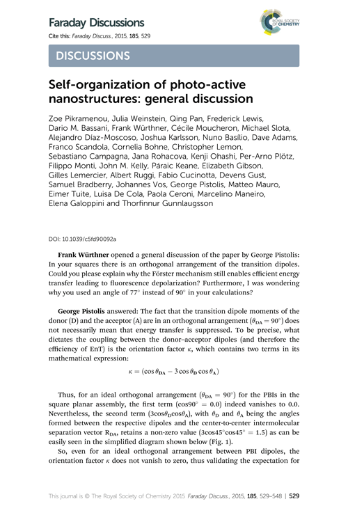 Self-organization of photo-active nanostructures: general discussion