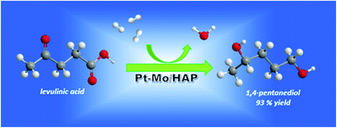 Graphical abstract: Selective hydrogenation of levulinic acid to 1,4-pentanediol in water using a hydroxyapatite-supported Pt–Mo bimetallic catalyst