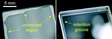 Graphical abstract: Liquid phase solvent bonding of plastic microfluidic devices assisted by retention grooves