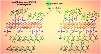 Graphical abstract: The preparation of modified boehmite/PMMA nanocomposites by in situ polymerization and the assessment of their capability for Cu2+ ion removal