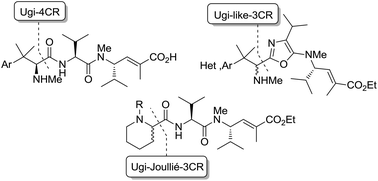 Graphical abstract: Complementary isonitrile-based multicomponent reactions for the synthesis of diversified cytotoxic hemiasterlin analogues