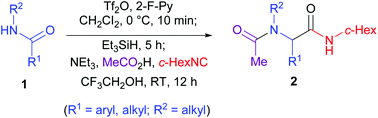 Graphical abstract: Direct transformation of amides: a one-pot reductive Ugi-type three-component reaction of secondary amides