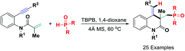 Graphical abstract: Metal-free oxidative hydrophosphinylation of 1,7-enynes