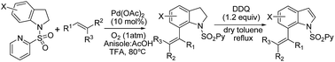 Graphical abstract: Palladium-catalyzed C-7 alkenylation of indolines using molecular oxygen as the sole oxidant