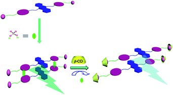 Graphical abstract: Construction of a novel INHIBIT logic gate through a fine-tuned assembly of anthryl fluorophores via selective anion recognition and host–guest interactions