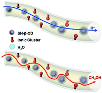 Graphical abstract: β-Cyclodextrin modified silica nanoparticles for Nafion based proton exchange membranes with significantly enhanced transport properties