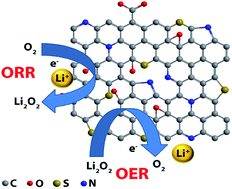 Graphical abstract: A bi-functional metal-free catalyst composed of dual-doped graphene and mesoporous carbon for rechargeable lithium–oxygen batteries