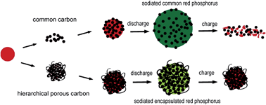 Graphical abstract: Improving the electrochemical properties of the red P anode in Na-ion batteries via the space confinement of carbon nanopores