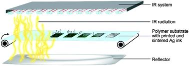 Graphical abstract: Roll-to-roll infrared (IR) drying and sintering of an inkjet-printed silver nanoparticle ink within 1 second