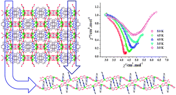 Graphical abstract: A 3D MOF constructed from dysprosium(iii) oxalate and capping ligands: ferromagnetic coupling and field-induced two-step magnetic relaxation