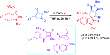 Graphical abstract: Organocatalytic cascade Michael/Michael reaction for the asymmetric synthesis of spirooxindoles containing five contiguous stereocenters