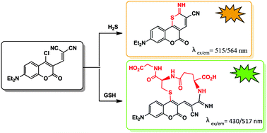 Graphical abstract: A novel dual-emission fluorescent probe for the simultaneous detection of H2S and GSH