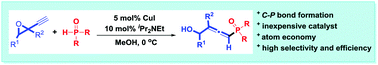 Graphical abstract: Cu-Catalyzed hydrophosphorylative ring opening of propargyl epoxides: highly selective access to 4-phosphoryl 2,3-allenols