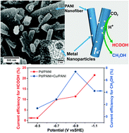 Graphical abstract: A tunable metal–polyaniline interface for efficient carbon dioxide electro-reduction to formic acid and methanol in aqueous solution