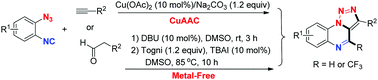 Graphical abstract: A one-pot synthesis of [1,2,3]triazolo[1,5-a]quinoxalines from 1-azido-2-isocyanoarenes with high bond-forming efficiency