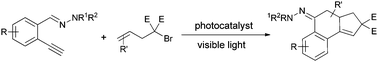 Graphical abstract: Synthesis of cyclohexylidenehydrazine-fused polycyclics via a photocatalytic radical cascade reaction of 2-ethynylaldehyde hydrazones