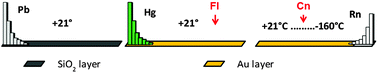 Graphical abstract: A relativistic periodic DFT study on interaction of superheavy elements 112 (Cn) and 114 (Fl) and their homologs Hg and Pb, respectively, with a quartz surface