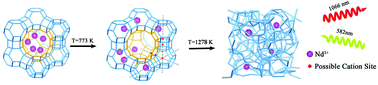 Graphical abstract: Solid-state synthesis of Nd-doped glass: thermal collapse of Nd3+-incorporated NaY zeolites