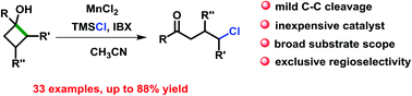 Graphical abstract: Manganese-catalyzed ring-opening chlorination of cyclobutanols: regiospecific synthesis of γ-chloroketones