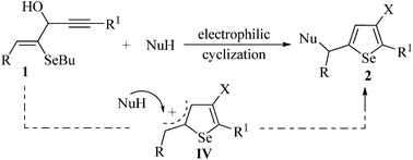 Graphical abstract: Iodine-mediated regioselective 5-endo-dig electrophilic cyclization reaction of selenoenynes: synthesis of selenophene derivatives