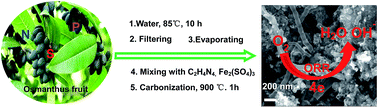 Graphical abstract: N, S and P-ternary doped carbon nano-pore/tube composites derived from natural chemicals in waste sweet osmanthus fruit with superior activity for oxygen reduction in acidic and alkaline media