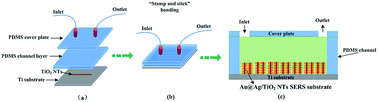 Graphical abstract: Design and preparation of a recyclable microfluidic SERS chip with integrated Au@Ag/TiO2 NTs