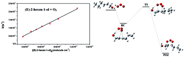 Graphical abstract: Kinetics and mechanisms of gas phase reactions of hexenols with ozone