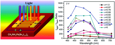 Graphical abstract: Perovskite CH3NH3Pb(BrxI1−x)3 single crystals with controlled composition for fine-tuned bandgap towards optimized optoelectronic applications