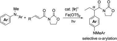 Graphical abstract: Selective α-arylation of α,β-unsaturated imides mediated by a visible light photoredox catalyst