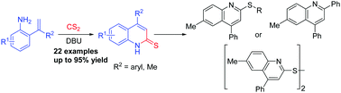 Graphical abstract: Base-catalyzed thio-lactamization of 2-(1-arylvinyl)anilines with CS2 for the synthesis of quinoline-2-thiones